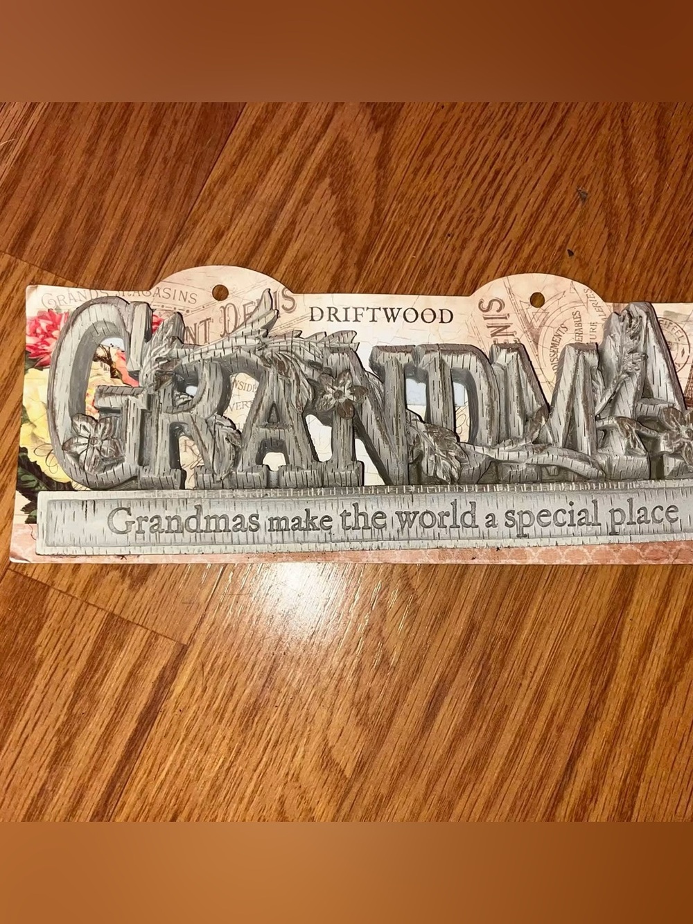 DRIFTWOOD Grandma Wall Hanging - Gray and White